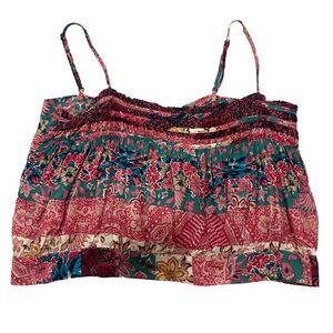 TYSA Sz 0 Colorful Boho Tie Back Crop Top Blouse